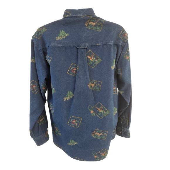 Eddie Bauer Men's M 100% Cotton Vintage Flannel Outdoor Animals Wildlife Pattern - Picture 4 of 10